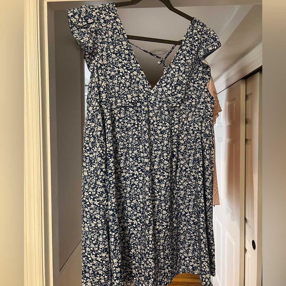 Blue with white flower dress
